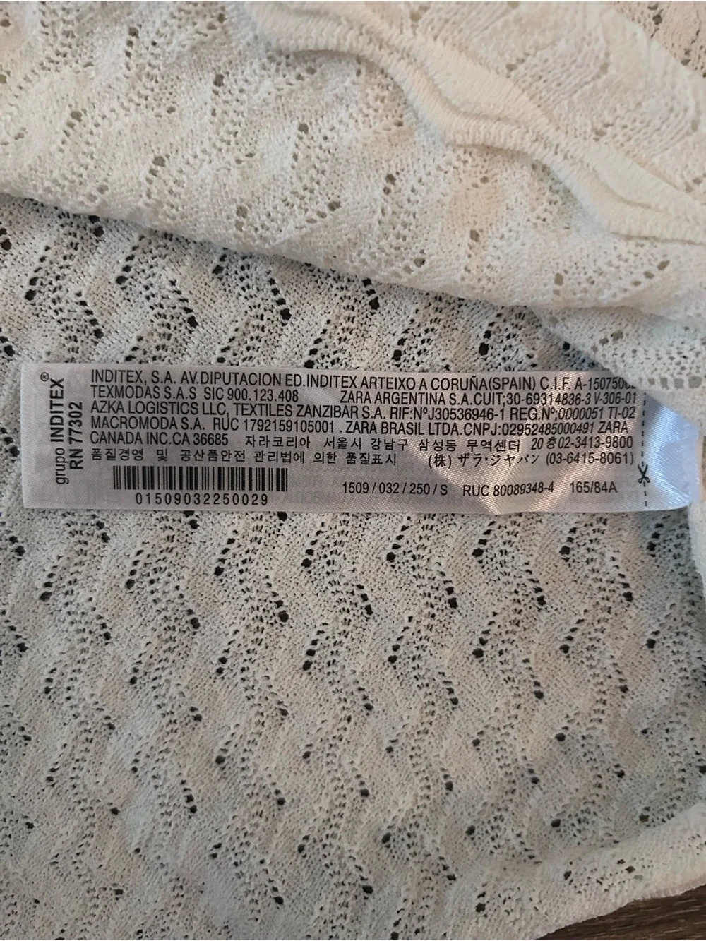 ZARA Ivory Open Knit Long-Sleeve Top Small